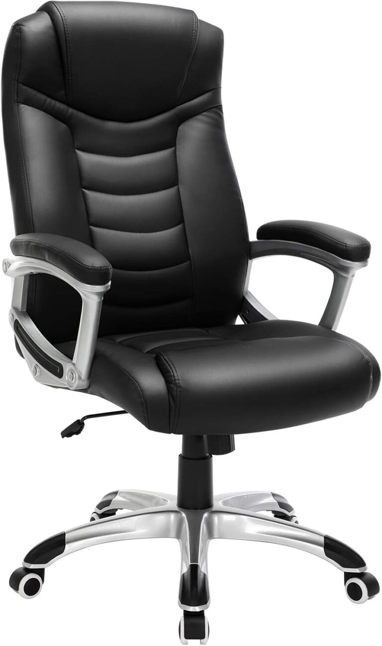 SONGMICS Ergonomik Ofis Koltuğu Yüksekliği Ayarlanabilir Döner Sandalye Sağlam, Dayanıklı, Siyah Obg21B 52x53x122 cm