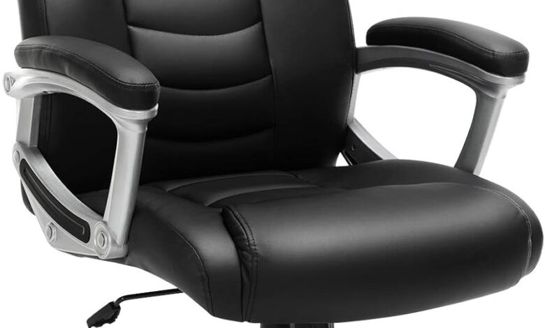 SONGMICS Ergonomik Ofis Koltuğu Yüksekliği Ayarlanabilir Döner Sandalye Sağlam, Dayanıklı, Siyah Obg21B 52x53x122 cm