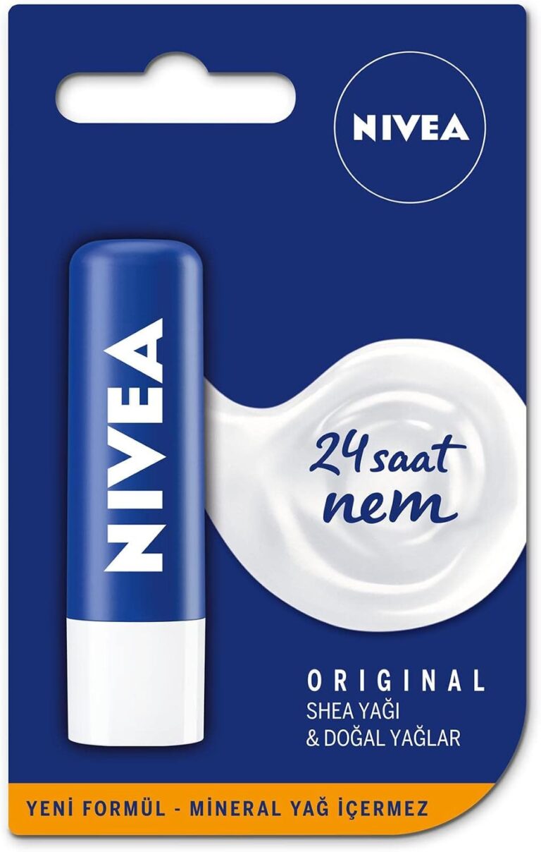 NIVEA Original Care Dudak Bakım Kremi (4,8 gr), 24 Saat Nem, Shea Yağı ve Doğal Yağlar, Gün Boyu Yumuşacık Dudaklar
