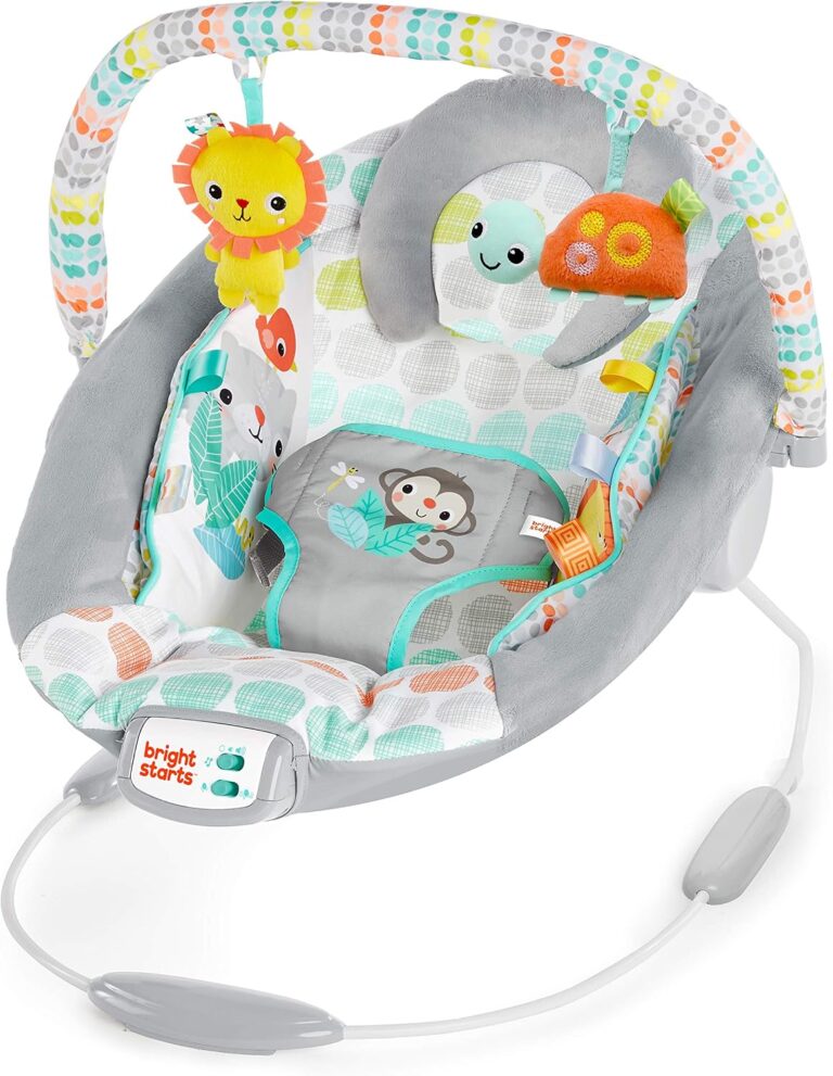 Bright Starts Comfy Ana Kucağı Yatıştırıcı Titreşimler Bebek Koltuğu - Kumaş Oyuncaklar, Müzik ve Çıkarılabilir Oyuncak Barı, 0-6 Ay, 9 kg'a Kadar (Whimsical Wild)