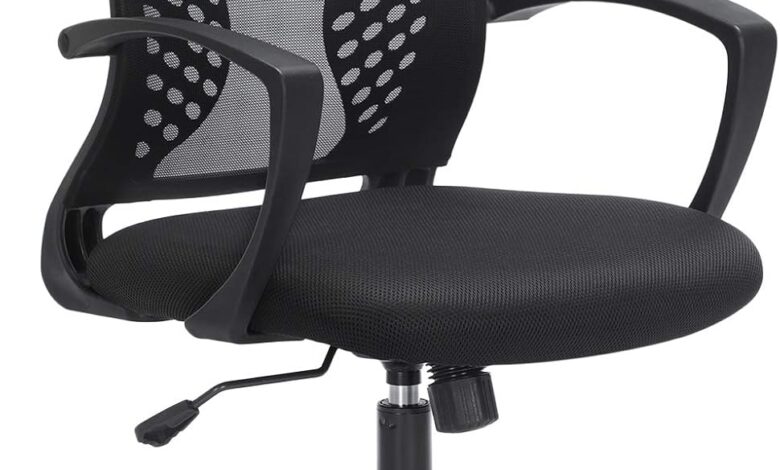 SONGMICS Ofis Sandalyesi, 360 Döner Sandalye, Sallanma Fonksiyonlu, Nefes Alabilir, Ofis, Çalışma Odası, 120 Kg'A Kadar Taşıyabilir, Siyah, Obn22Bk