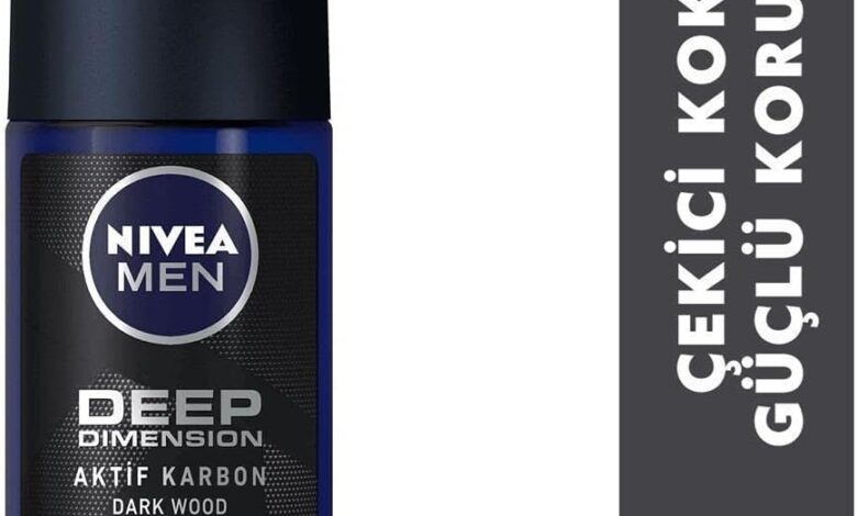 NIVEA MEN Erkek Roll on Deodorant Deep Dimension 50 ml,72 Saat Ter ve Ter Kokusuna Karşı Koruma,Maskülen Ferah Koku,Aktif Karbon,Yapışkan His Bırakmaz