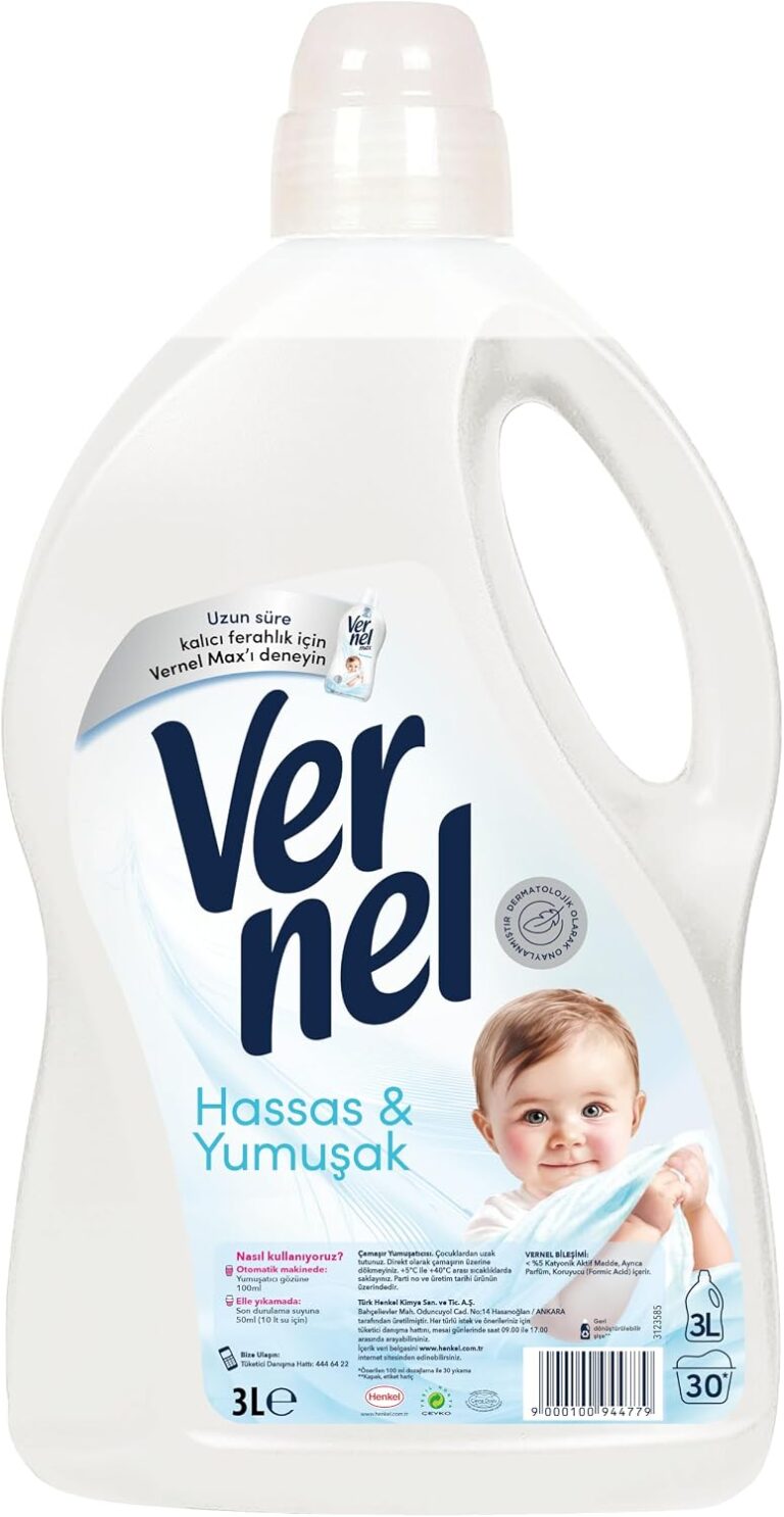 Vernel Hassas & Yumuşak Kalıcı Parfüm 30 Yıkama Çamaşır Yumuşatıcısı (1 x 3000 mL)