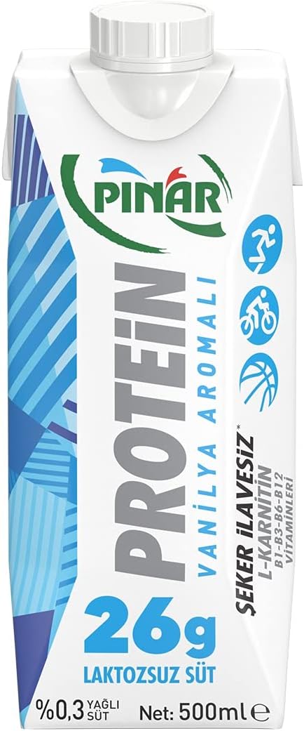 Pınar Vanilya Aromalı Proteinli Süt 500 ml 26g Protein, Şeker İlavesiz
