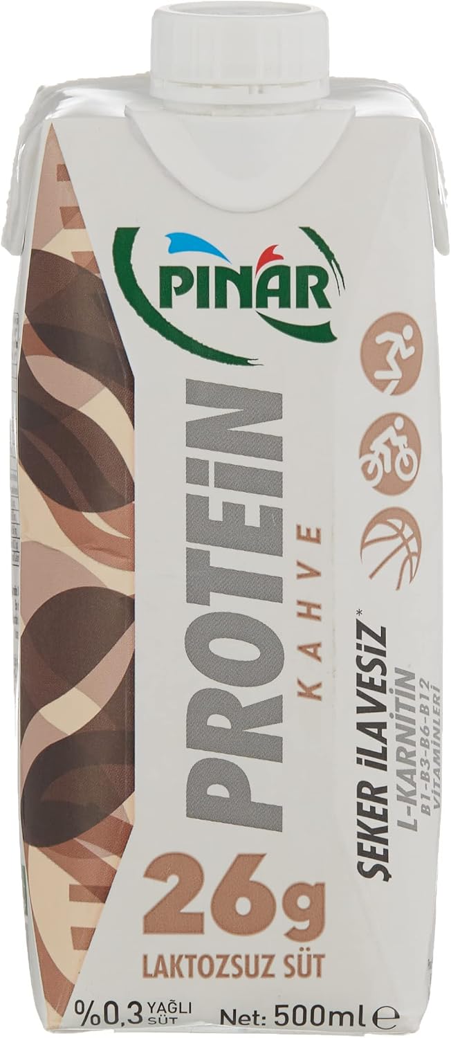 Pınar Kahveli Laktozsuz Protein Süt 500 ml 26g Protein, Şeker İlavesiz