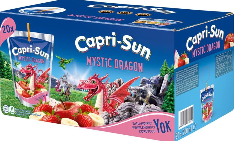 Capri-Sun Mysticdragon (Ejder Meyveli, Elmalı, Muzlu, Çilekli) (200 ml x 20 Adet)