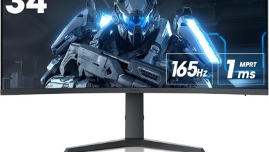 KOORUI Monitör 34E6UC 34 inç, 165Hz/, UWQHD, 3440 * 1440, 1ms, Adaptive Sync, monitörler, gaming, HDMI2.1 * 2, DP1.4 * 1, Eğilmek,-5~20°/-15~15°, Yukarı ve aşağı, VESA，HDR400, 75 * 75mm, Siyah