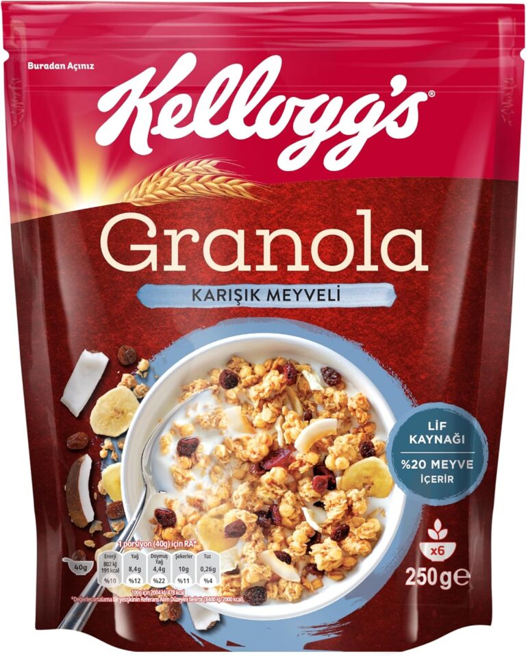 Kellogg's Karışık Meyveli Granola 250 Gr, Yulaf içerir,Lif Kaynağı, Kurutulmuş Meyve