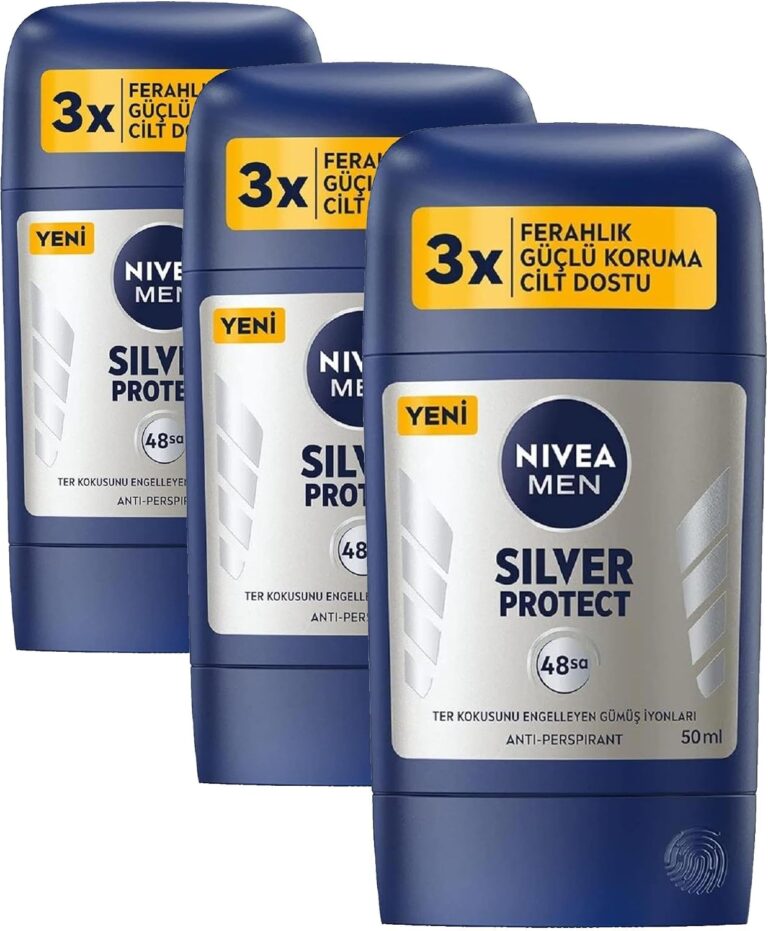 NIVEA MEN Erkek Stick Deodorant Silver Protect 50 ml, Ter ve Ter Kokusna Karşı 72 Saat Anti-perspira (3 paketi)