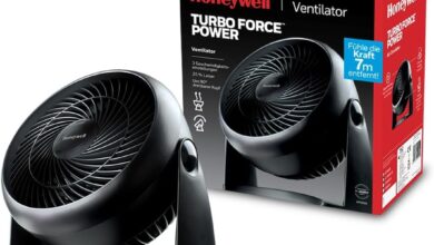 HONEYWELL TurboForce Turbo Vantilatör HT900E, Sessiz Soğutma, 90 Dereceye Kadar Ayarlanabilir Eğim Açısı, 3 Hız Ayarı, Duvara Montaj, Masa Vantilatörü - Siyah