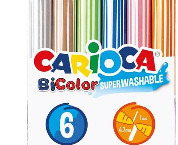 Carioca Bicolor Süper Yıkanabilir Çift Uçlu Keçeli Boya Kalemi 6'Li 12 Renk