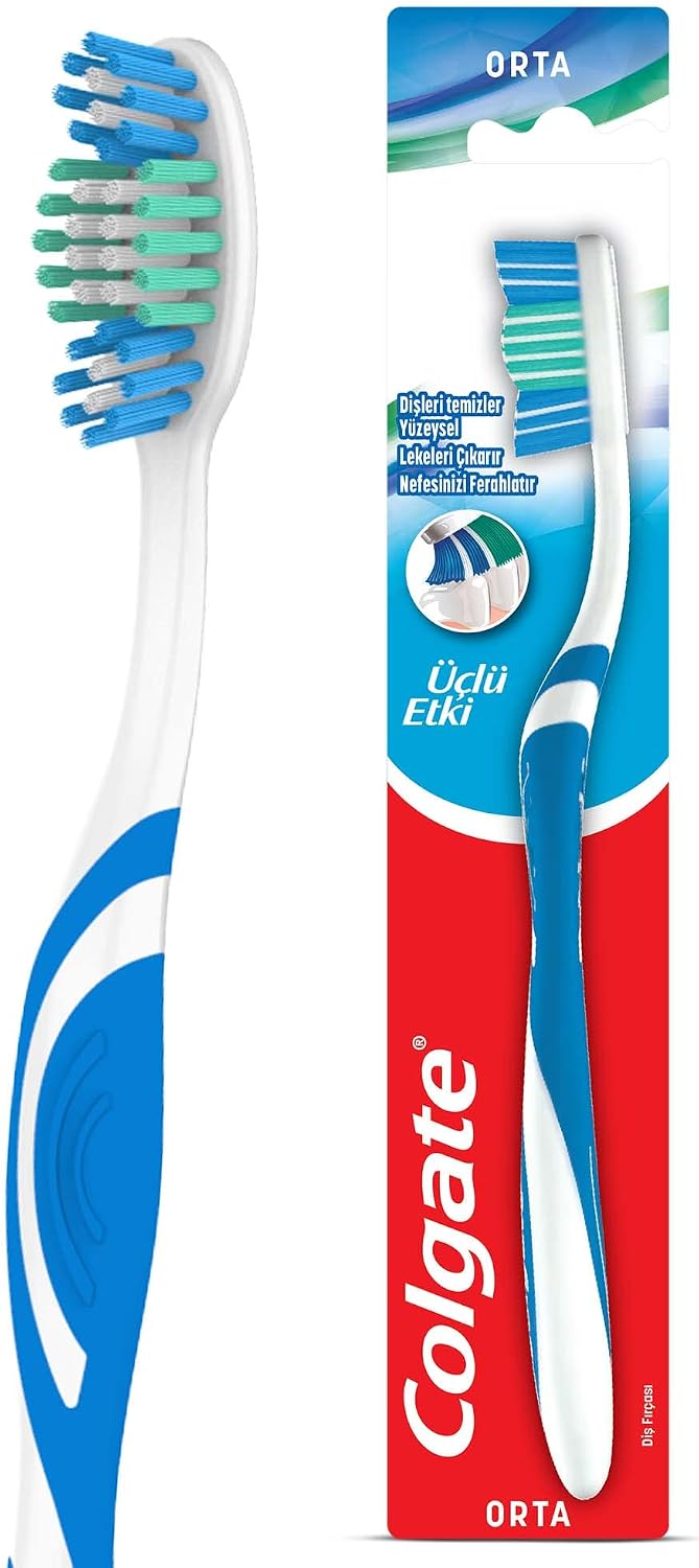 Colgate Üçlü Etki Dil Temizleyicili Arka Dişlere Uzanan Orta Diş Fırçası
