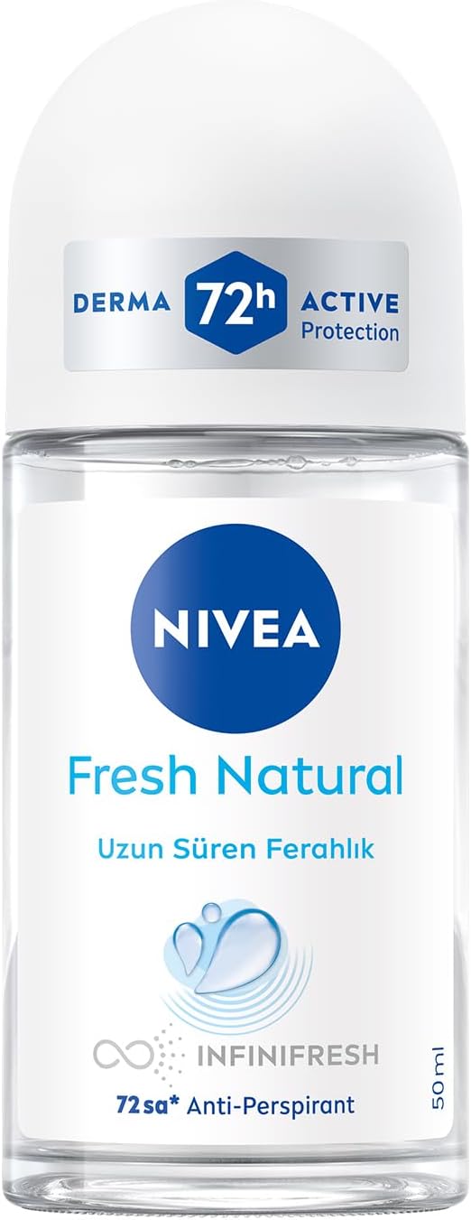 NIVEA Kadın Roll on Deodorant Fresh Natural 50 ml,Ter ve Terlemeye Karşı 72 Saat Anti Perspirant Koruma,Uzun Süren Ferahlık,Okyanus Özleri Kokusu,Etil Alkol İçermez