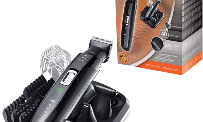 Remington Groomkit Pg6130, Yüz Ve Vücut Kılı Için Şekillendirme Seti, 4 Çıkarılabilir Başlık, Siyah / Gri