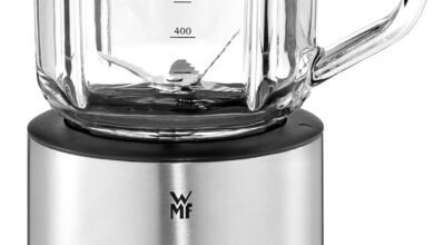WMF Küchenminis Kompakt Blender, 400 W, Mini Sürahi Blender, 800 ml Cam Hazne, Mat Paslanmaz Çelik