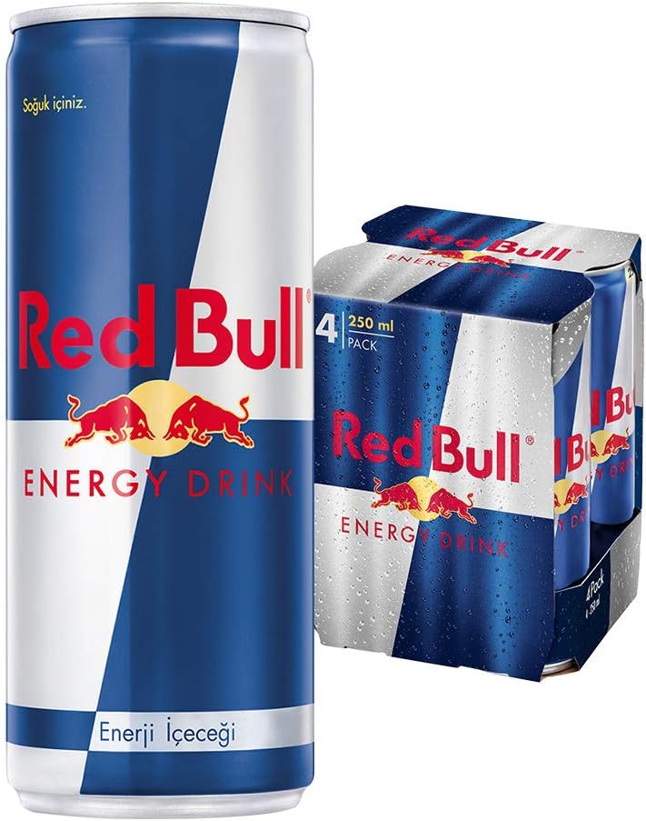 Red Bull Enerji İçeceği, 250 ML (4'Lü Paket, 4x250 ML) Orijinal, Enerji, Kutu