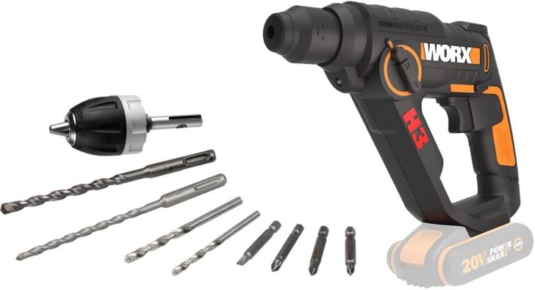 WORX WX390.9 20Volt 1.2J Profesyonel SDS-Plus Pnömatik Şarjlı Matkap + 8 Adet Uç + Mandren (Akü Dahil Değildir)