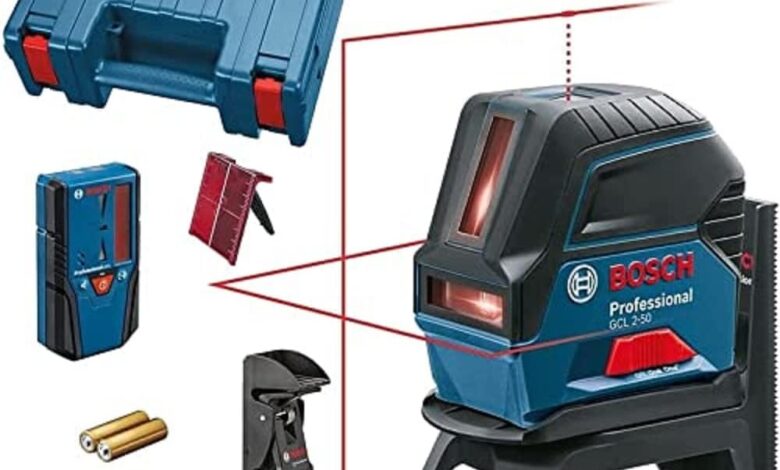 Bosch Professional GCL 2-50 Çapraz Çizgi Lazeri, 50 metre, LR6 Lazer Alıcı, Mavi