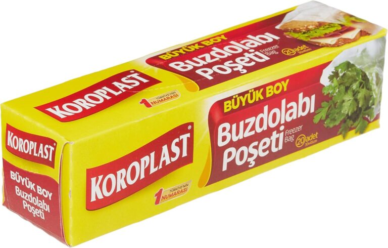 Koroplast Büyük Boy Buzdolabı Poşeti 20'li Set, BPA İçermez, Sızdırmaz Mutfak Buzdolabı Poşeti Büyük Boy 30x45cm, Meyve Sebze Yemek Gıda Saklama Torbası, Tekrar Kullanılabilir Mutfak Saklama Torbası