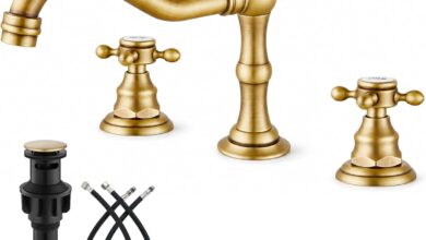 Banyo Lavabo Bataryası Yaygın Çift Çapraz Düğmeler Antik Pirinç 3 Delikli Karıştırma Musluk Güverte Montajı Açılır Tahliye