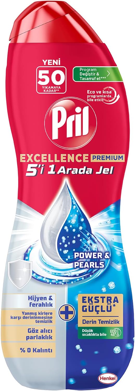 Pril Excellence Duo Jel Bulaşık Makinesi Deterjanı 900ml 50 Yıkama Hijyen