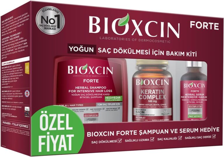 Bioxcin Forte Yoğun Bakım Kiti – Saç Dökülmesine Karşı Şampuan, Serum & Tablet Seti; Yoğun Saç Bakımı, Bitkisel İçerik – 3’lü Paket