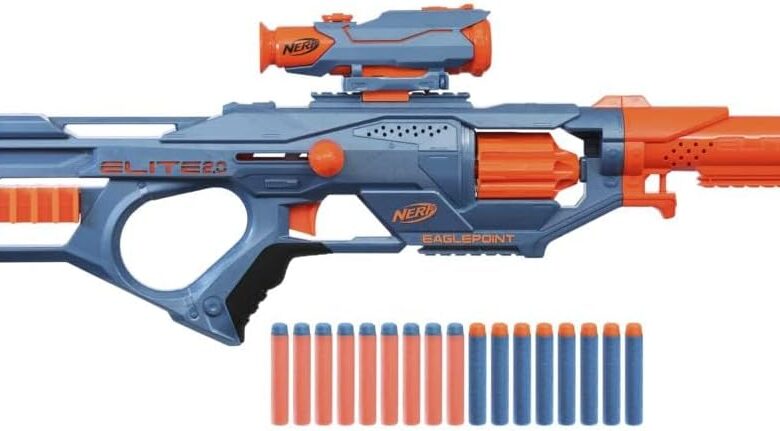 Hasbro Nerf Elite 2.0 Eaglepoint Rd-8 Atıcı 8 Dart Tamburu, Çıkarılabilir Nişan Dürbünü Ve Namlu, 16 Nerf Dart, Sürgü Hareketi