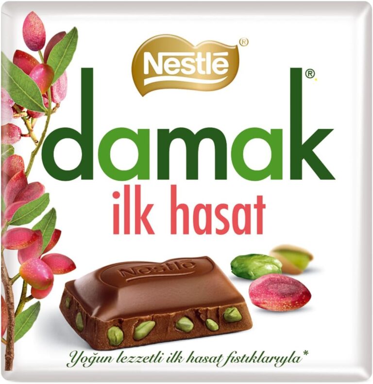 Nestlé Damak İlk Hasat Sütlü Antep Fıstıklı Kare Çikolata, 60 g, 1 Adet