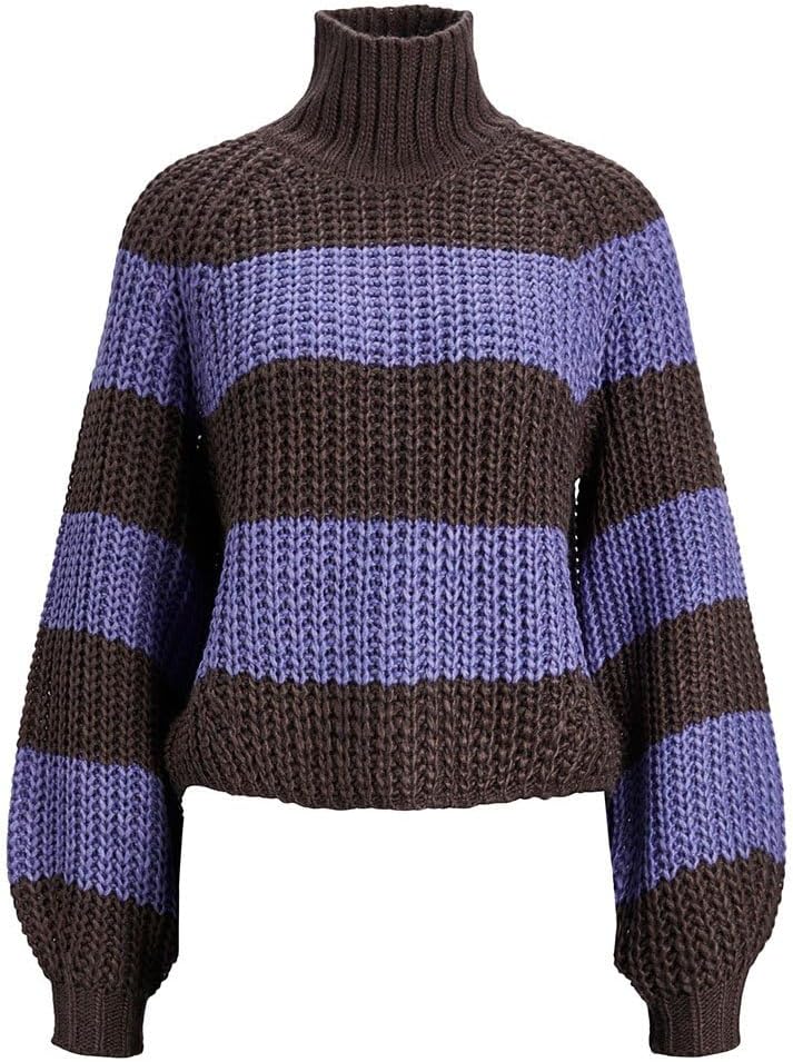 JJXX JJXX JXKELVY CHUNKY STRIPE HIGH NECK KNIT SN Triko Kadın