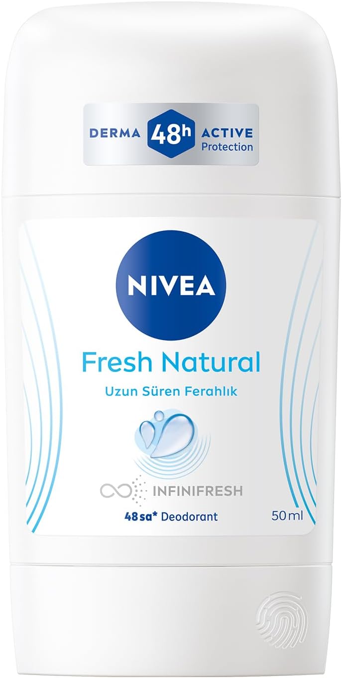 NIVEA Kadın Stick Deodorant Fresh Natural 50ml, Ter Kokusuna Karşı 48 Saat Koruma, Uzun Süren Ferahlık