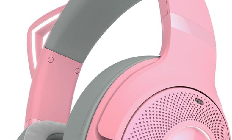 Razer Kraken Kitty V2 BT - Kitty Kulaklı Kablosuz Bluetooth RGB Kulaklık (Bluetooth 5.2, TriForce 40 mm Sürücüler, Entegre Işınlama Gürültü Önleyici Mikrofon, 40 Saate Kadar Pil Ömrü) Kuvars Pembe