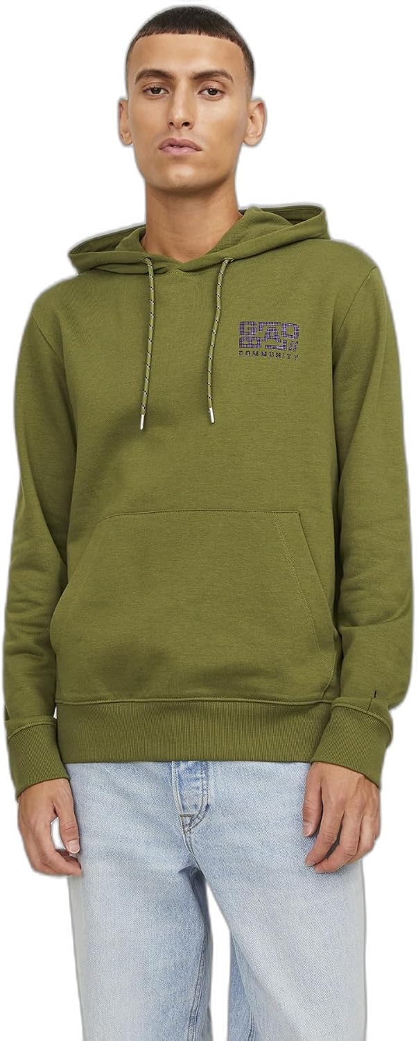JACK & JONES JCOWAFFLE BACKPRINT SWEAT HOOD Sweatshirts Erkek