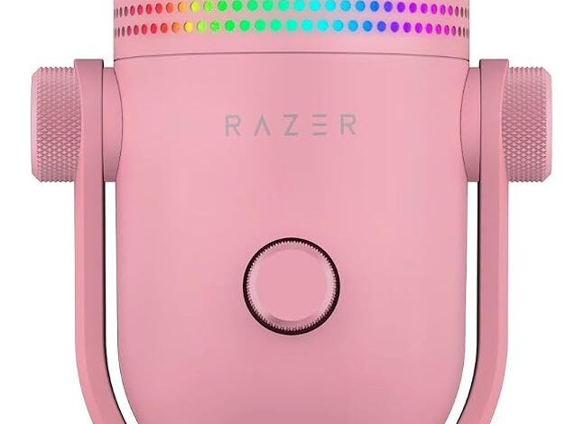 Razer Seiren V3 Chroma - RGB USB Mikrofon - Tap-to-Mute özellikli Süperkardioid Kondenser Mikrofon (Reaktif Aydınlatma, Dijital Kazanç Sınırlayıcı ve Entegre Şok Emici) Quartz