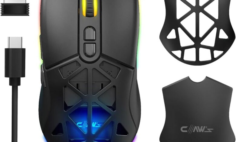 Claw's Nexus Air Kablosuz 10000 Dpi Pixart PMW3325 Sensör Makro Yazılımlı & Değiştirilebilir Kapaklı RGB Kablosuz Gaming Mouse - Siyah