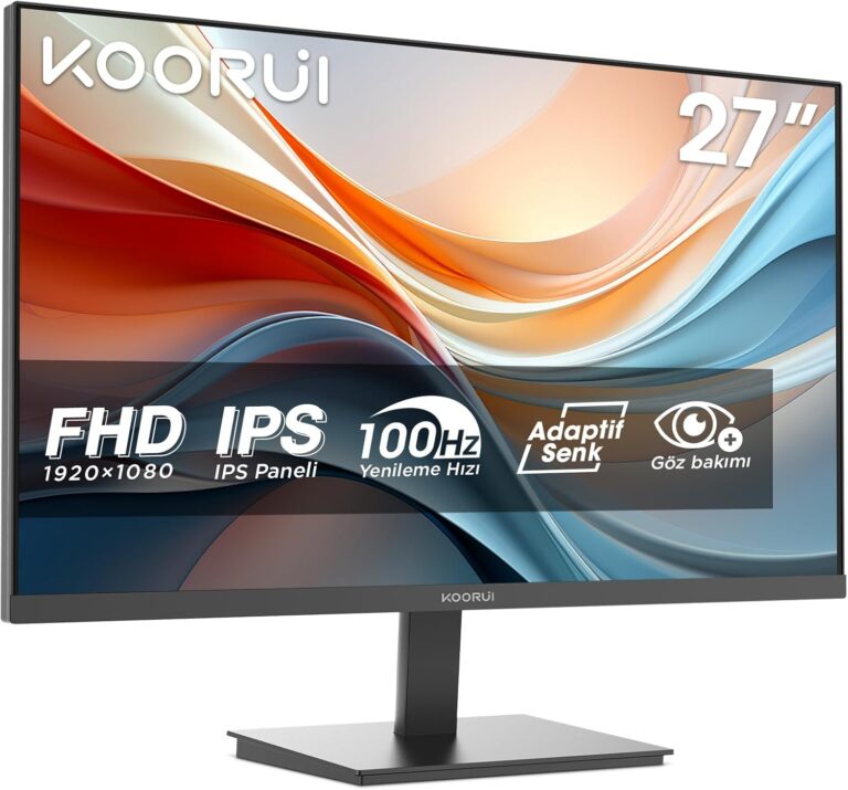 KOORUI E2711F 27 inç Monitör Full HD, 100 Hz, 5ms, Göz Konforu, sRGB Farbumfangs, (1920 x 1080, HDMI, VGA, Neigbar, VESA 75x75)