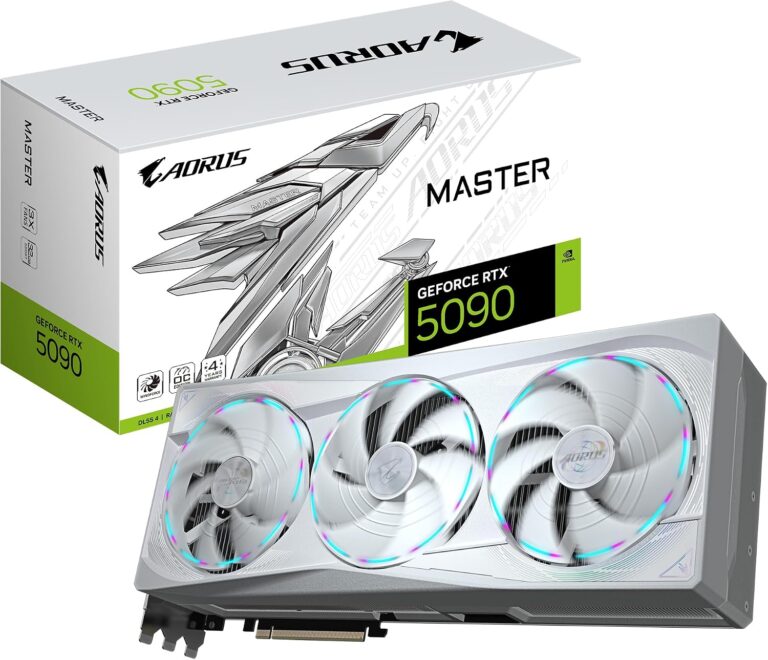 GIGABYTE GeForce RTX 5090 AORUS MASTER ICE 32G Ekran Kartı 32 GB GDDR7 384-Bit PCIe 5.0 MAX-Covered Cooling Beyaz RGB 3x DisplayPort 1x HDMI