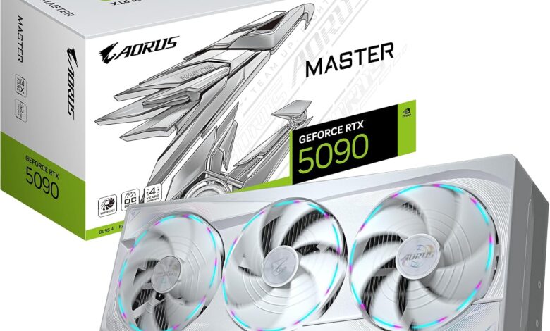 GIGABYTE GeForce RTX 5090 AORUS MASTER ICE 32G Ekran Kartı 32 GB GDDR7 384-Bit PCIe 5.0 MAX-Covered Cooling Beyaz RGB 3x DisplayPort 1x HDMI