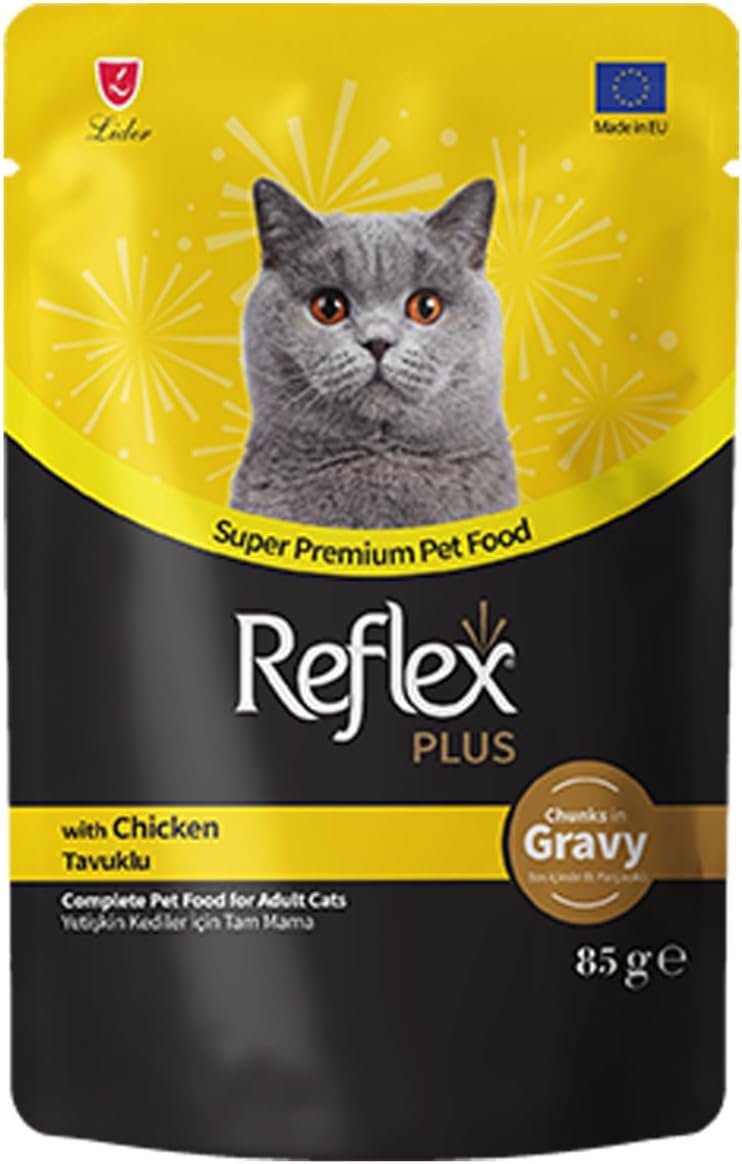 Reflex Plus Sos İçinde Et Parçacıklı Tavuklu Yetişkin Kedi Maması 85 Gram