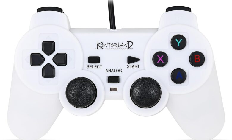 Kontorland Kablolu PC Gamepad – D-Input & X-Input Destekli Çift Titreşimli USB Oyun Kolu (Beyaz)