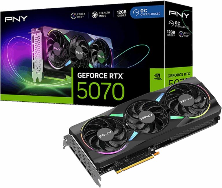 PNY GeForce RTX 5070 12GB ARGB OC GDDR7 192-Bit, DLSS 4, Ray Tracing, PCIe 5.0, 1440p/4K Gaming Ekran Kartı – VCG507012TFXXPB1-O