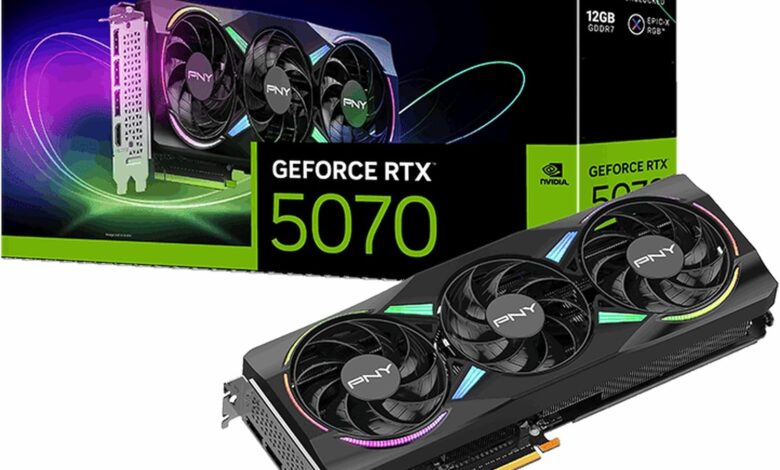 PNY GeForce RTX 5070 12GB ARGB OC GDDR7 192-Bit, DLSS 4, Ray Tracing, PCIe 5.0, 1440p/4K Gaming Ekran Kartı – VCG507012TFXXPB1-O