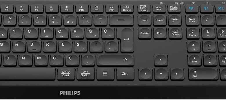 Philips SPT6407 Bluetooth Kablosuz Türkçe Q Klavye Mouse Seti Siyah