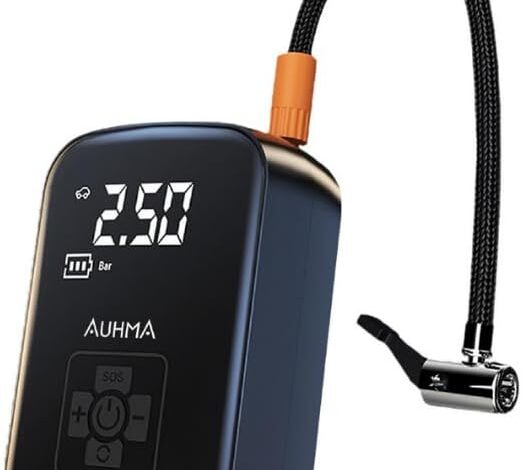 Hava Kompresörü, 150 PSI Dijital Göstergeli Oto Kompresör, Araba, Motosiklet, Bisiklet ve Top İçin, Taşınabilir Şarjlı Kullanım, Fener Işığı, 4000 Mah Batarya, 3 Farklı Başlık (PSI,KPA,BAR,KG/CM²)