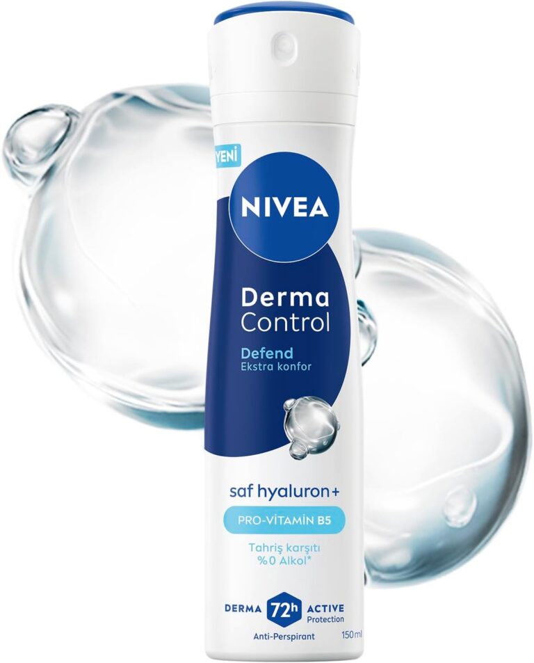 NIVEA Kadın Sprey Deodorant Derma Control Defend 150 ml, Tahrişe Karşı Koruma,72 Saat Anti Perspirant Koruma,Alkolsüz,Çiçeksi Koku,Hyaluronik Asit, Pro Vitamin B5