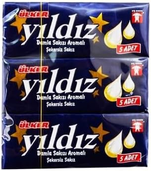 ÜLKER Yıldız Damla Sakızı Aromalı Şekersiz Stick, 7 Gr, 3'lü Paket