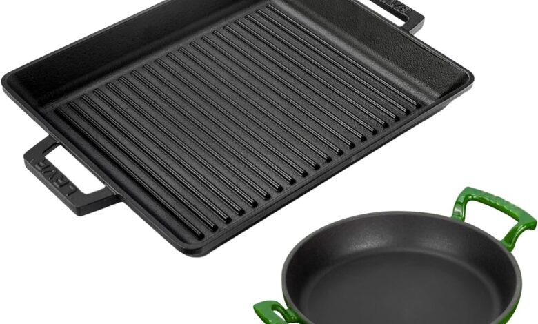 LAVA Döküm Izgara Tava 26x32 & 20 cm Sahan Set - Gerçek Izgara Lezzeti Evde