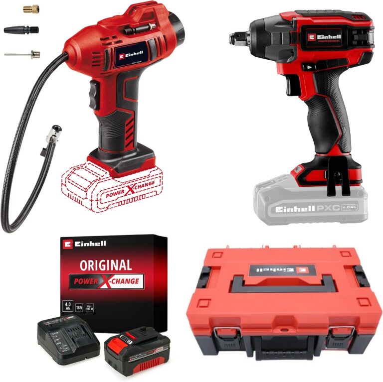 Einhell IMPAXXO 18/230 + CE-CC 18 Li Akülü Somun Sıkma ve Oto Hava Kompresörü Seti (4,0 Ah Akü ve Şarj Cihazı, Çanta Dahildir)