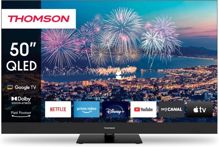 Thomson TV 50 İnç (127 cm) Qled Plus 4K Uhd Smart Google TV, Entegre Soundbar, Sesli Kontrol, Chromecast, Dolby Vision/Atmos, Merkezi Dönebilen Stand, 50QG6C14