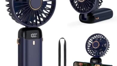 Dijital Göstergeli Mini Vantilatör, Şarjlı Masaüstü Vantilatör, Taşınabilir 12000 Rpm El Fanı, Ergonoik Tasarım, Kademeli ve Sessiz Çalışma, Soğutucu Mini El Fanı, El Tipi ve Masaüstü Kullanım