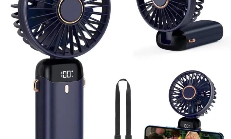 Dijital Göstergeli Mini Vantilatör, Şarjlı Masaüstü Vantilatör, Taşınabilir 12000 Rpm El Fanı, Ergonoik Tasarım, Kademeli ve Sessiz Çalışma, Soğutucu Mini El Fanı, El Tipi ve Masaüstü Kullanım